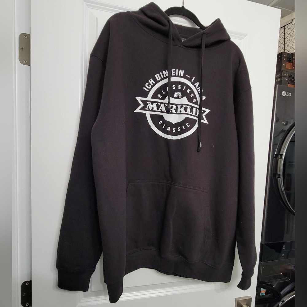 Marklin Ich Bin I AM A CLASSIC Distressed Logo Black Pullover Hoodie, XXL